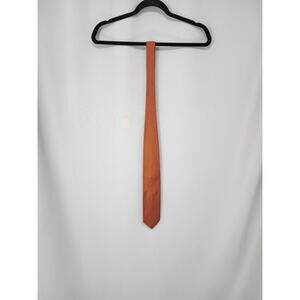 Faconnable 100% Silk Tie Mens One Size Orange Brown Check Made In France